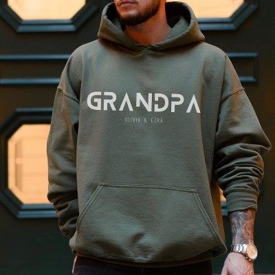 Personalised DAD GRANDPA Sweatshirt Hoodie with Kid's Names XMAS Gift For Him
