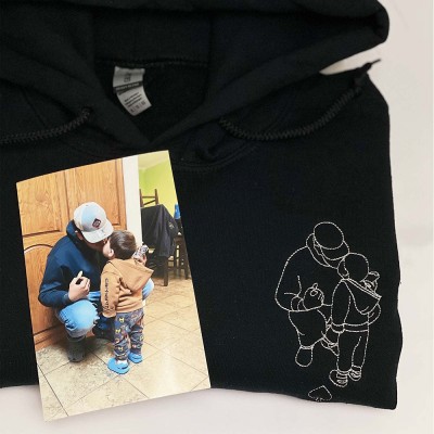 Embroidered Dad Sweatshirt Hoodie with Custom Photo Portrait for XMAS