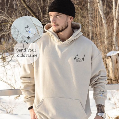 Personalised Dad EST Sweatshirt with Kids' Names and Heart on Sleeve XMAS Gift