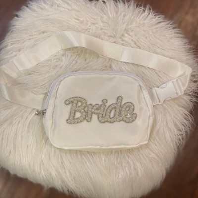 Personalised Ivory Off-White Bride Belt Bag Fanny Pack Crossbody