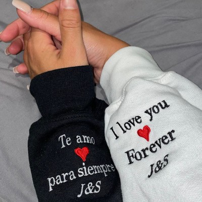 Personalised Couple Embroidered Portrait from Photo Hoodie Anniversary Valentine's Day Gift