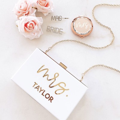 Personalised Mrs Purse Bride Clutch Purse for Wedding Bride to Be Gift