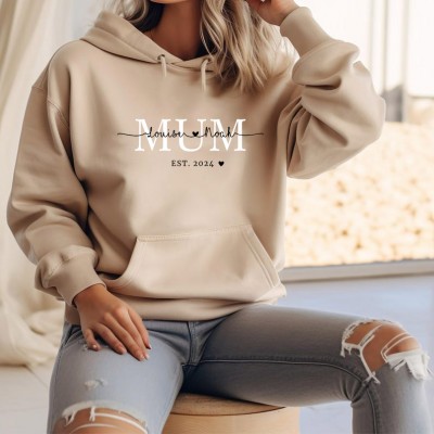 Personalised Mother's Day Hoodie with Est Year the Best Gift for Mum