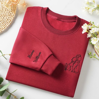 Custom Couple Embroidered Animated Art Drawing Valentine's Day gift