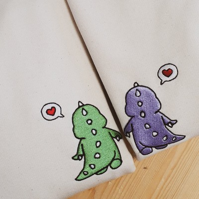 Personalised Embroidery Dinosaur Sweatshirts for Couples Valentine's Day Gift