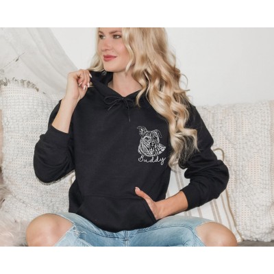 Custom Dog Face Embroidered Hoodie from Your Photo