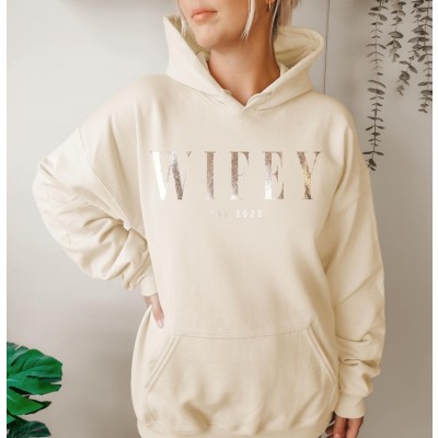 Personalised Wifey and Hubby Matching Couples Hoodies Tees