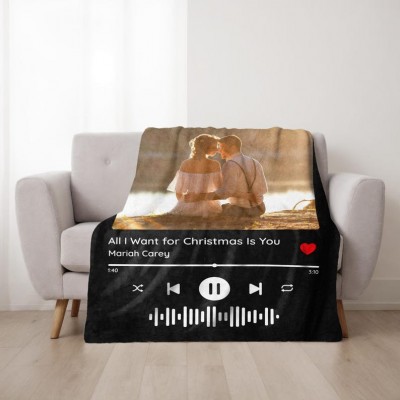 Personalised Spotify Code Matching Blanket with Your Favorite Photo and Song