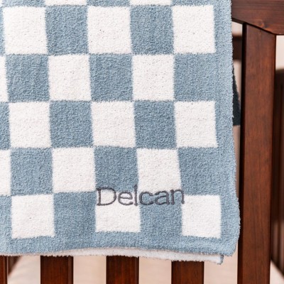 Personalised Knitted Baby Blanket with Embroidered Name