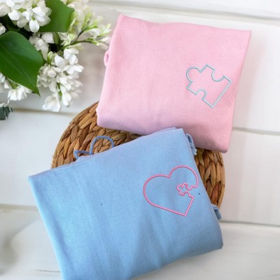 Personalised Couples Matching Embroidered You Complete Me Heart Puzzle Hoodies Anniversary Gift
