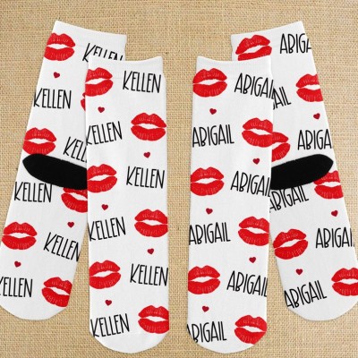 Personalised Valentines Cute Kisses Lips Stocking Valentine Accessory