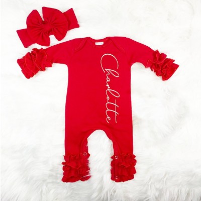 Personalised Baby Girl Coming Home Monogrammed Ruffle Romper